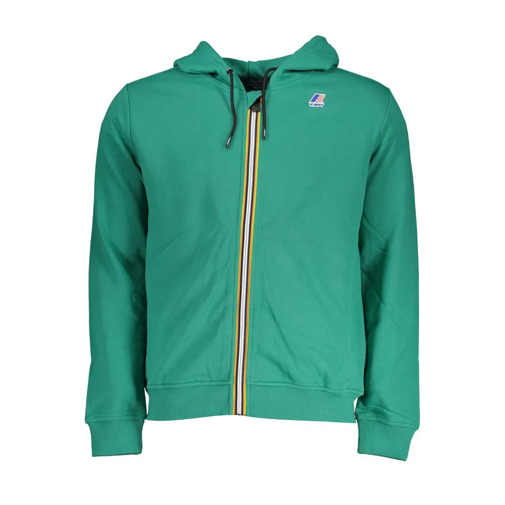 K-WAY Men's Chic Green Hooded Zip Sweater