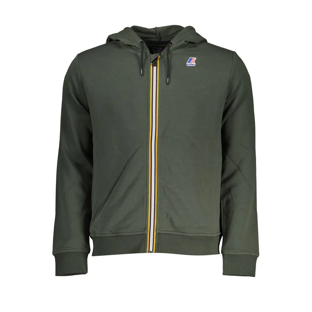 K-WAY Men's Elegant Green Hooded Sweatshirt with Logo Detail