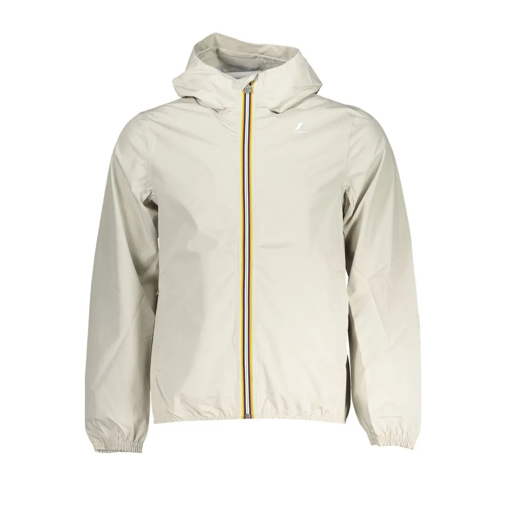 K-WAY Men's Beige Long-Sleeve Waterproof Hooded Jacket