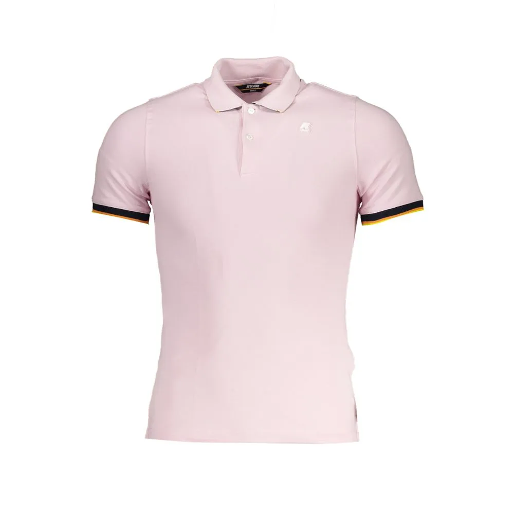 K-WAY Men's Chic Pink Polo with Contrast Detailing