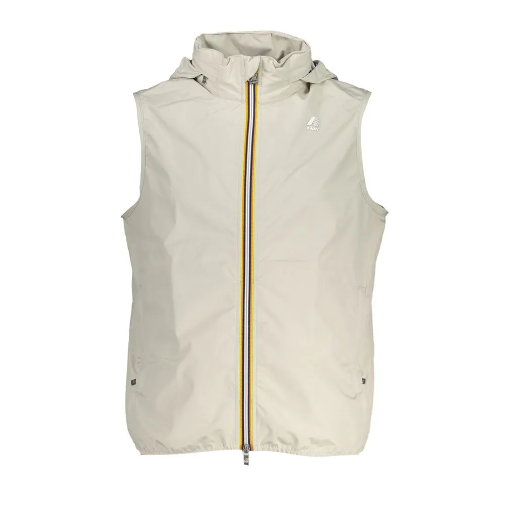 K-WAY Men's Sleek Sleeveless Gray Zip Jacket with Contrast Details