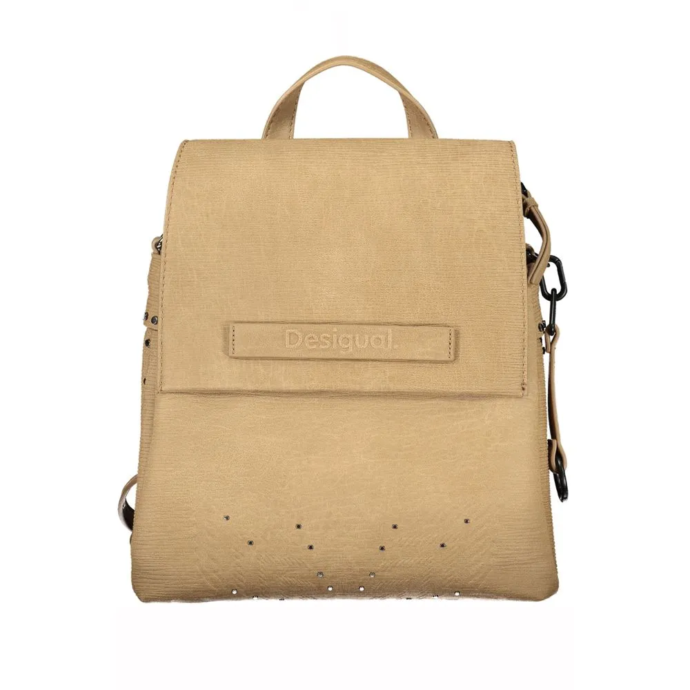Desigual Women's Beige Contrast Detail Fashion Backpack