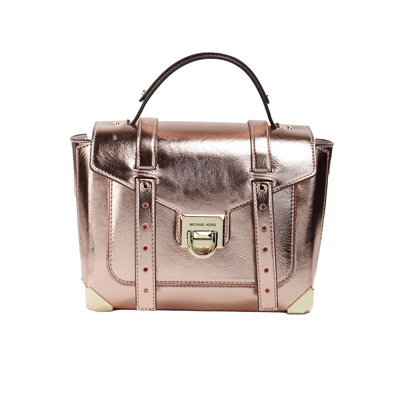Michael Kors Women's Manhattan Medium Primrose Leather Top Handle Satchel Bag