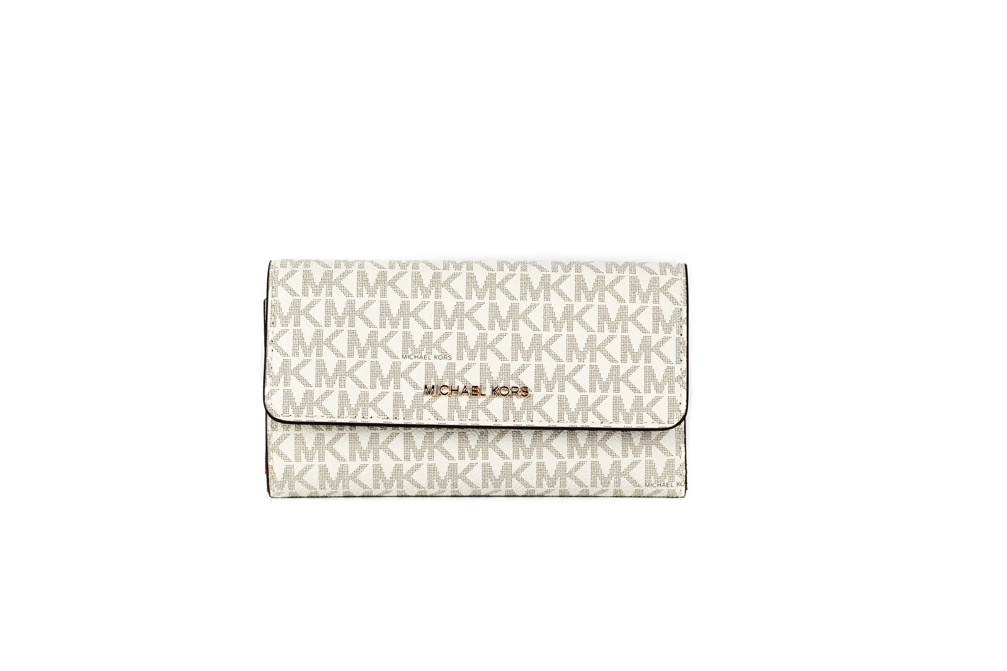 Michael Kors Women's Jet Set Travel Leather Large Trifold Wallet Clutch Vanilla