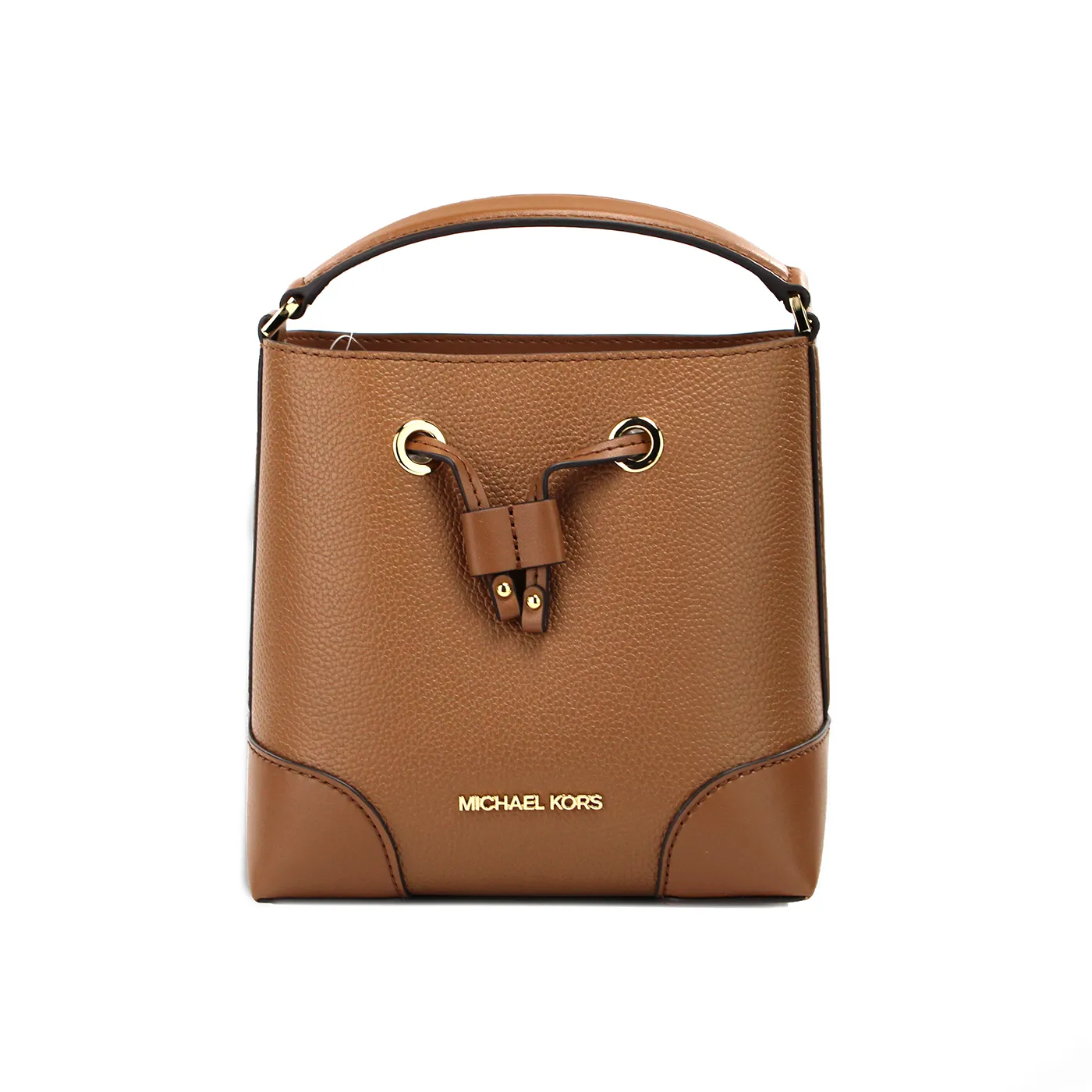 Michael Kors Women's Mercer Small Luggage Pebbled Leather Bucket Crossbody Bag Purse