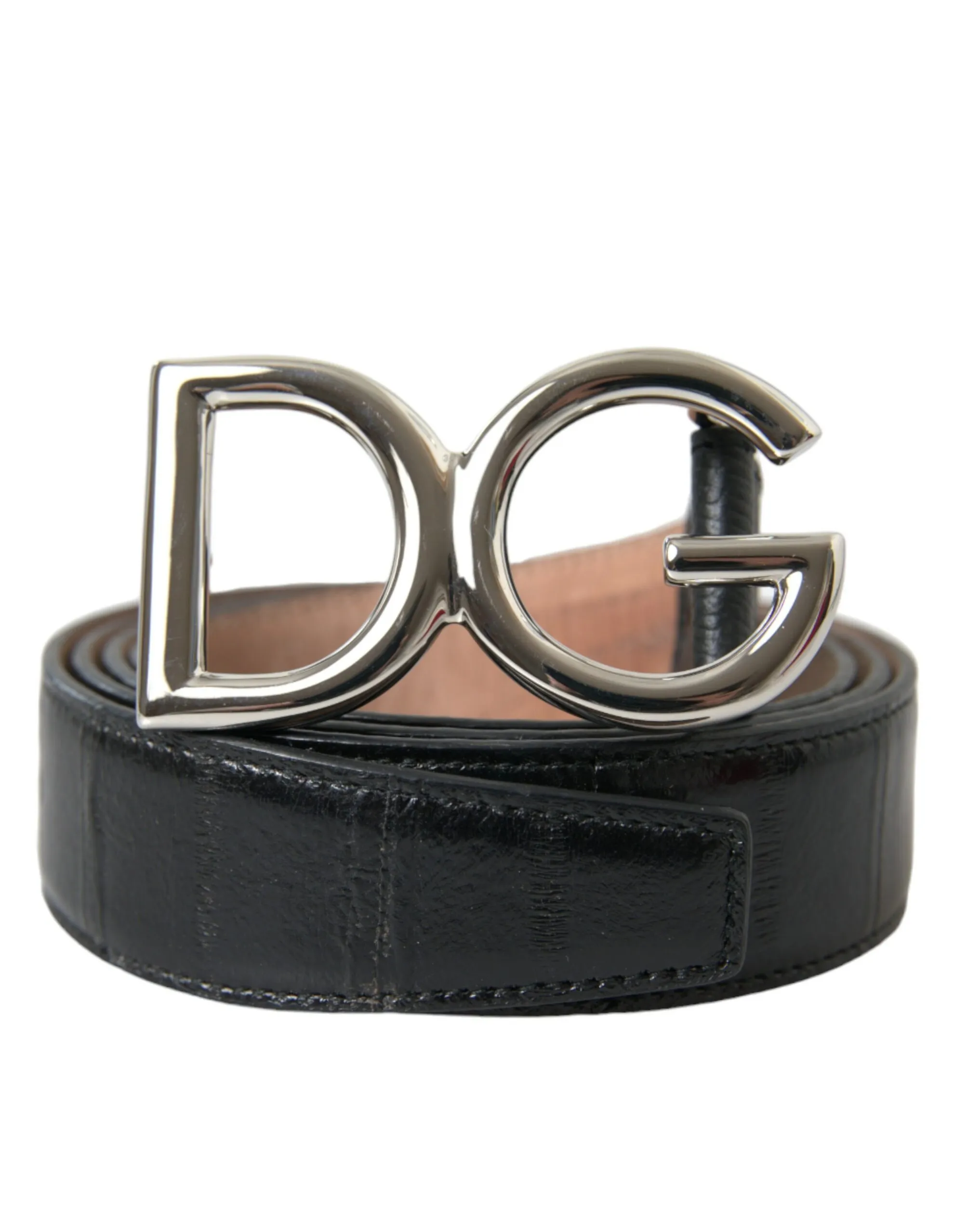 Dolce & Gabbana Men's Chic Black Leather Belt with Metal Buckle