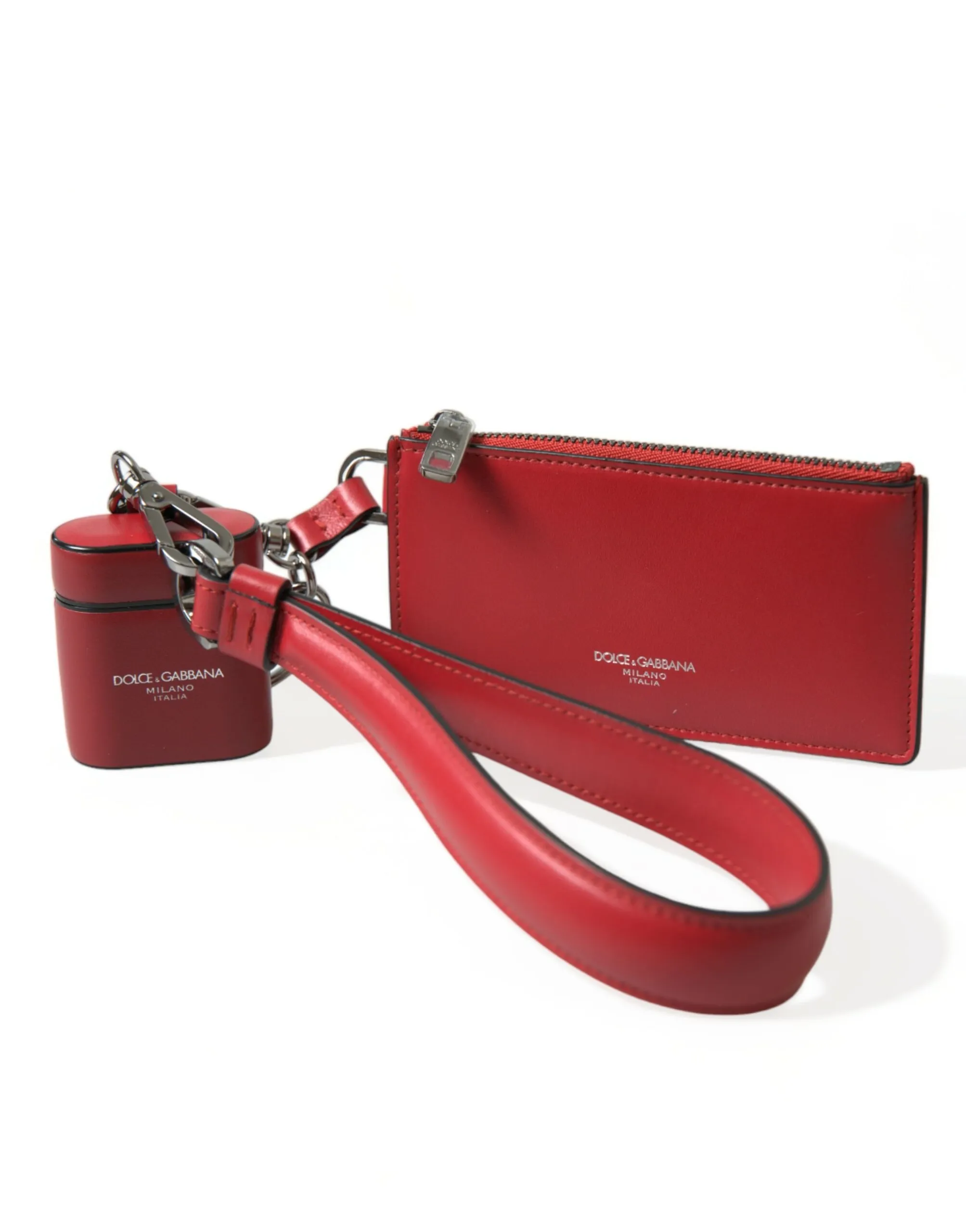 Dolce & Gabbana Men's Elegant Red Leather Airpods Case