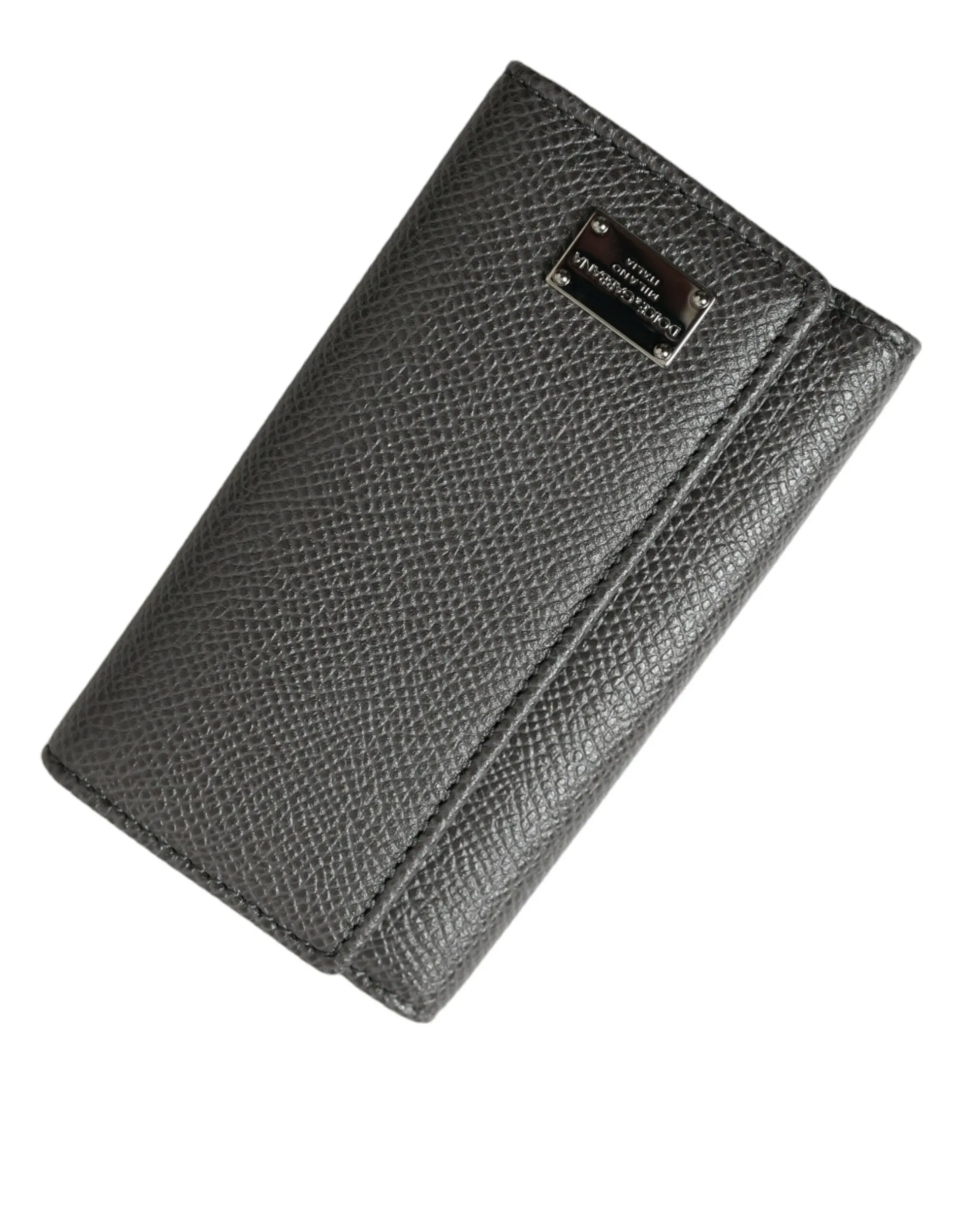 Dolce & Gabbana Men's Chic Gray Leather Trifold Key Holder