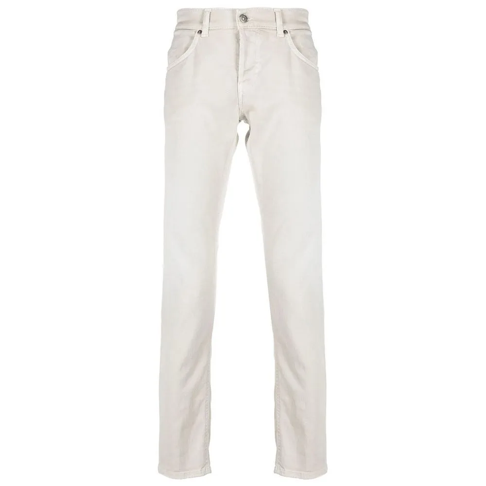 Dondup Men's Cream-Colored Cotton Blend Trousers