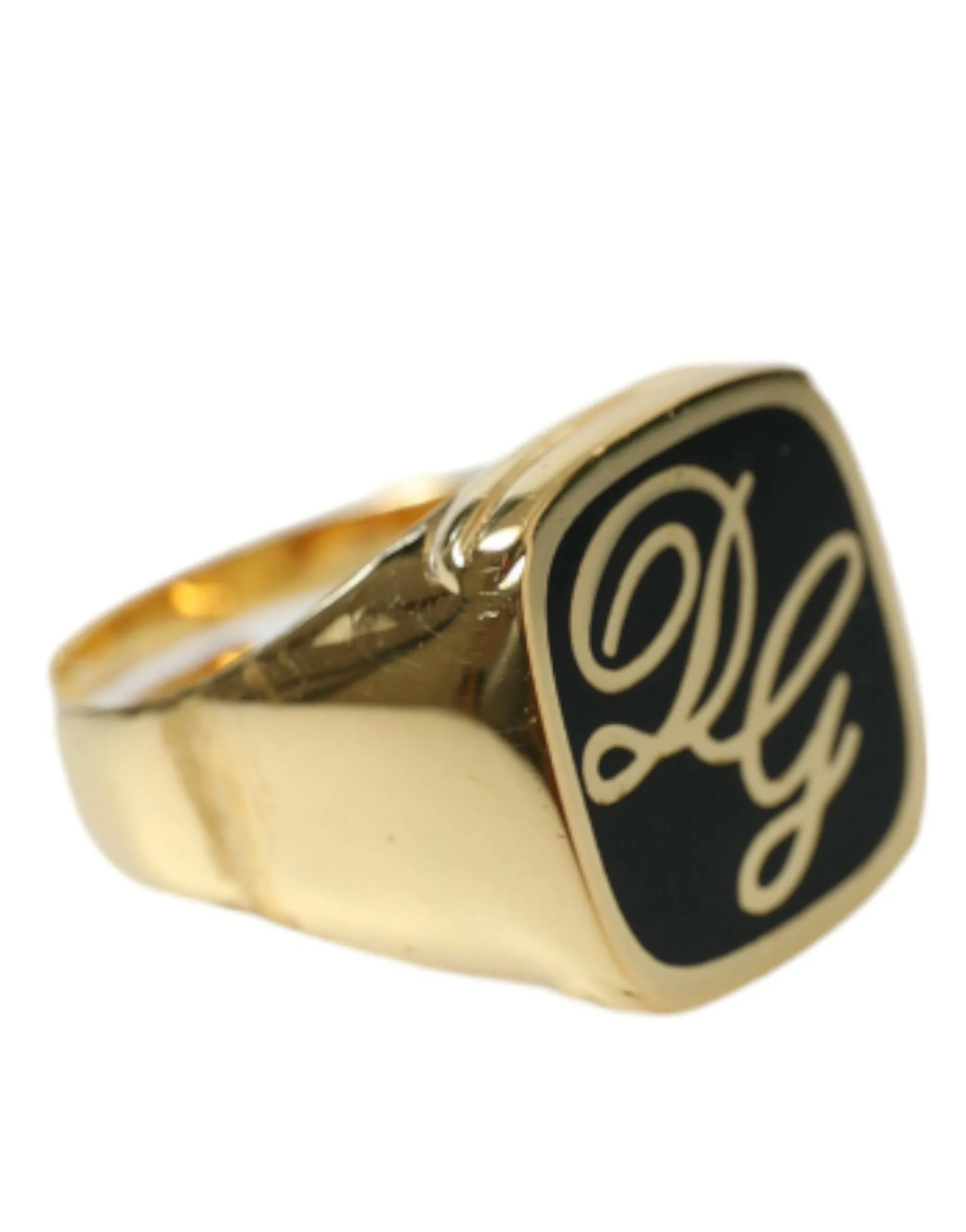 Dolce & Gabbana Men's Elegant Gold Plated Logo Engraved Ring