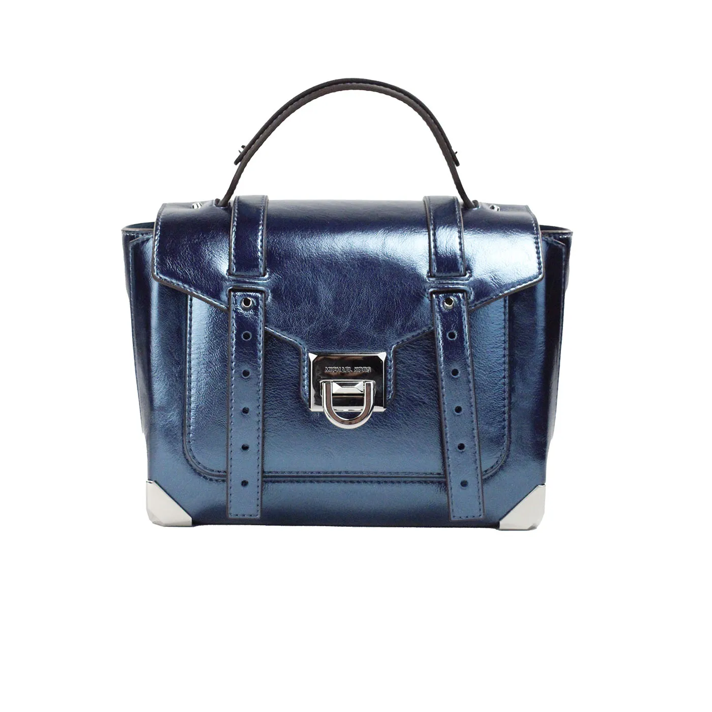 Michael Kors Women's Manhattan Medium Teal Leather Top Handle Satchel Bag