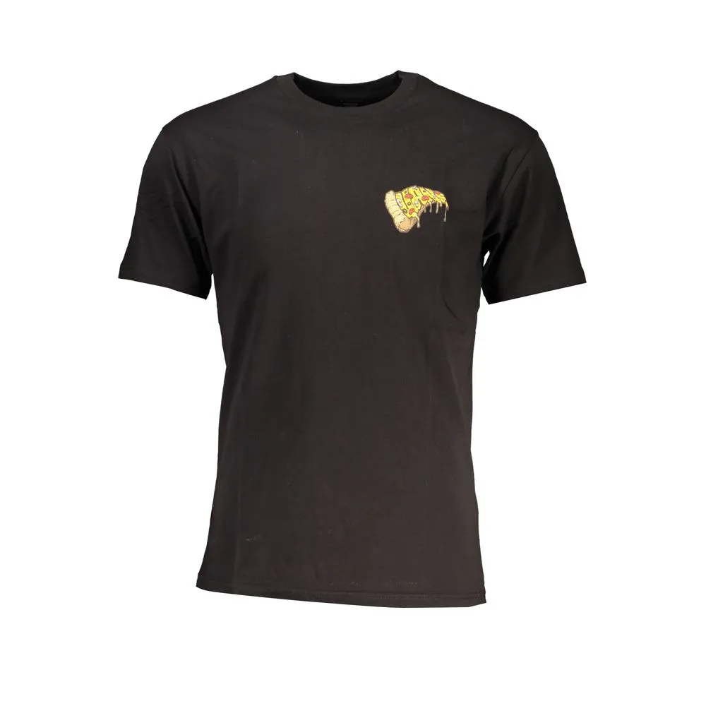 Vans Men's Black Cotton Crew Neck Tee with Logo Print