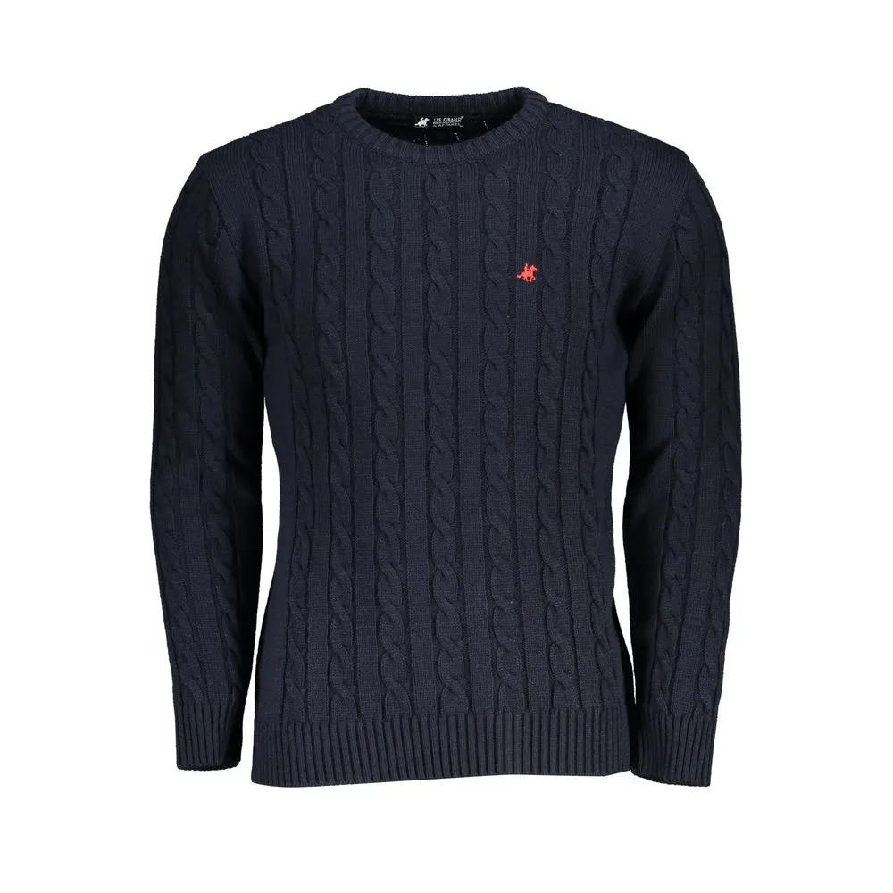 U.S. Grand Polo Men's Twisted Crewneck Embroidered Sweater