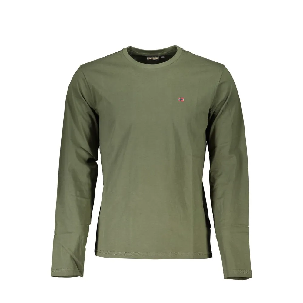 Napapijri Men's Crew Neck Embroidered Green Tee