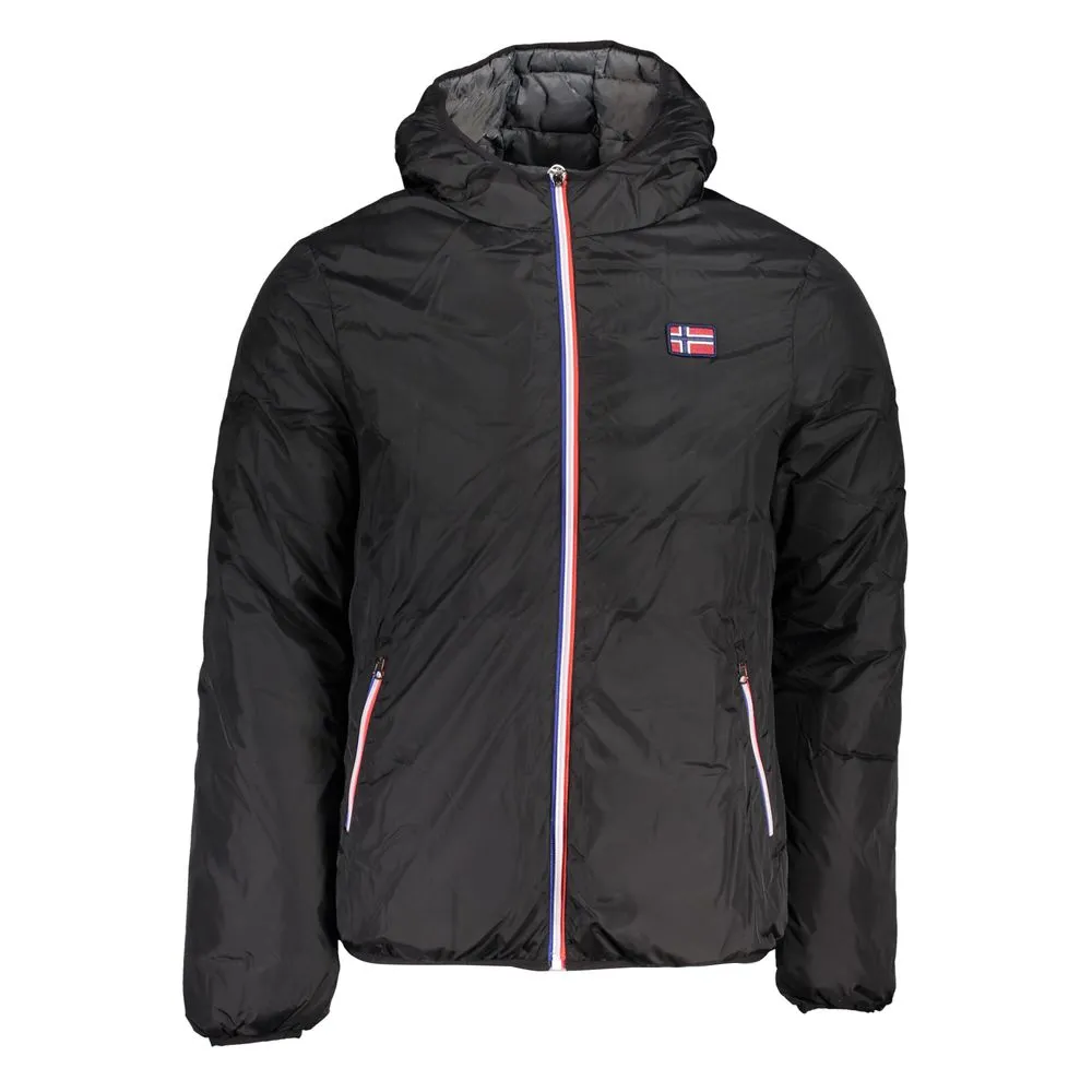 Norway 1963 Men's Sleek Reversible Hooded Jacket in Black