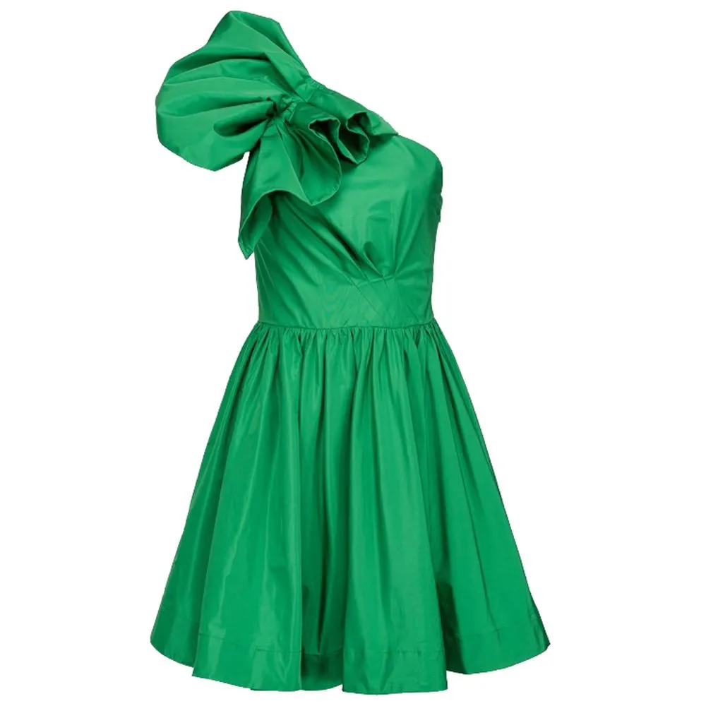 PINKO Women's Chic Green Draped Bustier Flared Dress