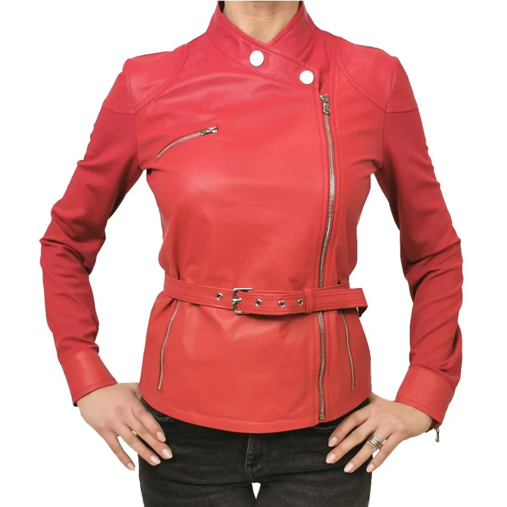 PINKO Women's Pink Leather Di Lambskin Jackets & Coat