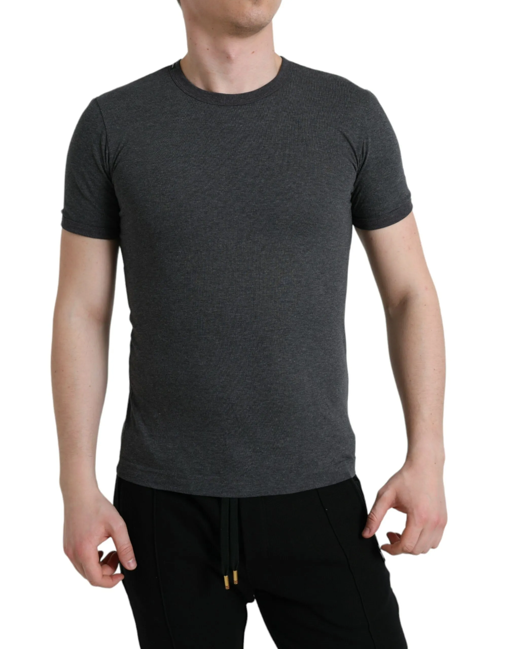Dolce & Gabbana Men's Elegant Dark Gray Crew Neck Tee