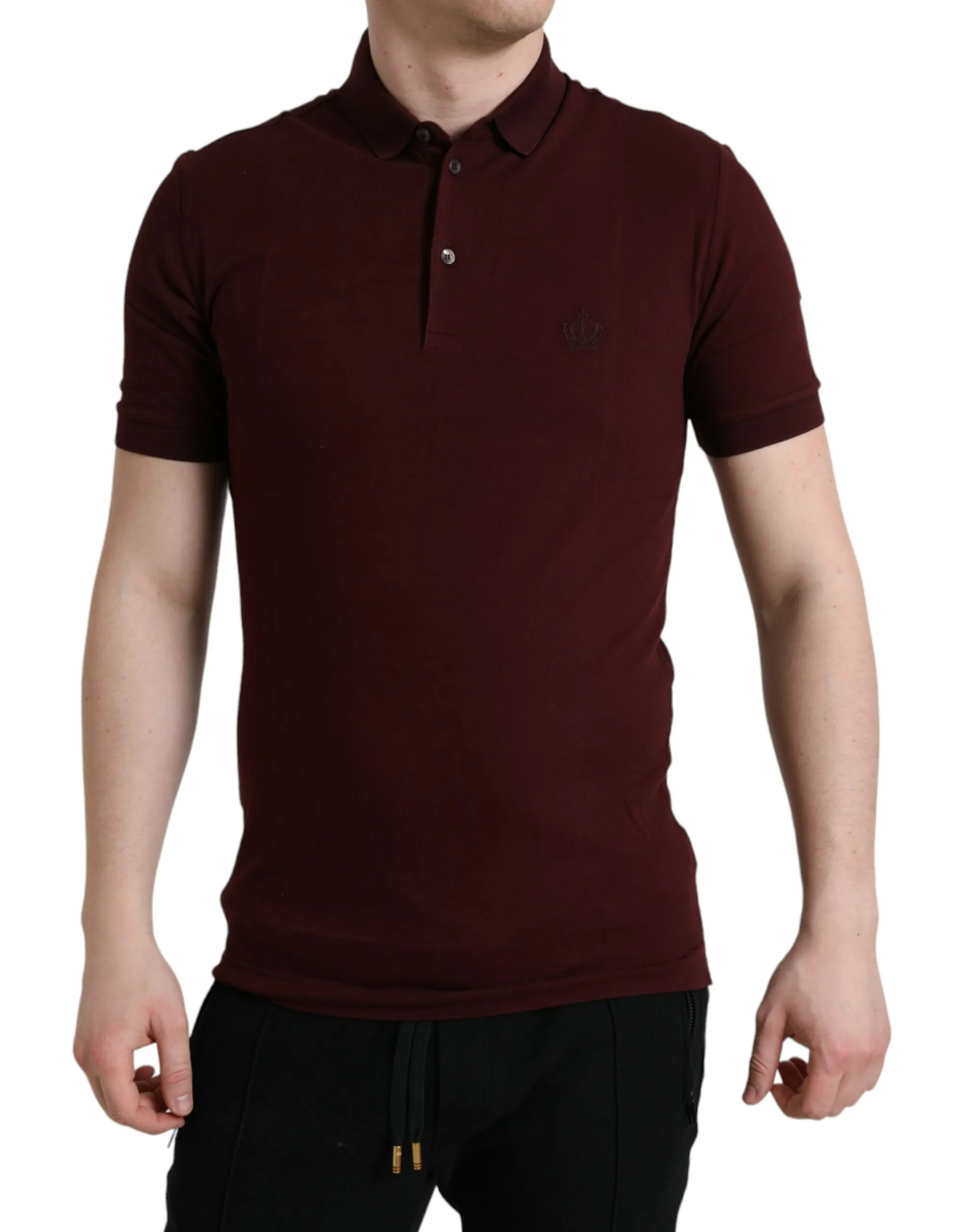 Dolce & Gabbana Men's Elegant Maroon Cotton Polo T-Shirt
