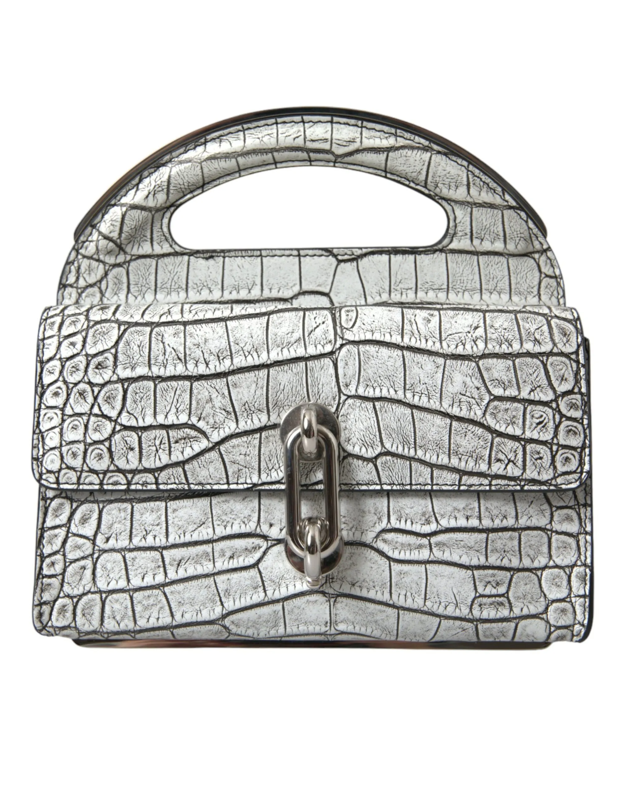 Balenciaga Women's Metallic Silver Alligator Leather Mini Bag