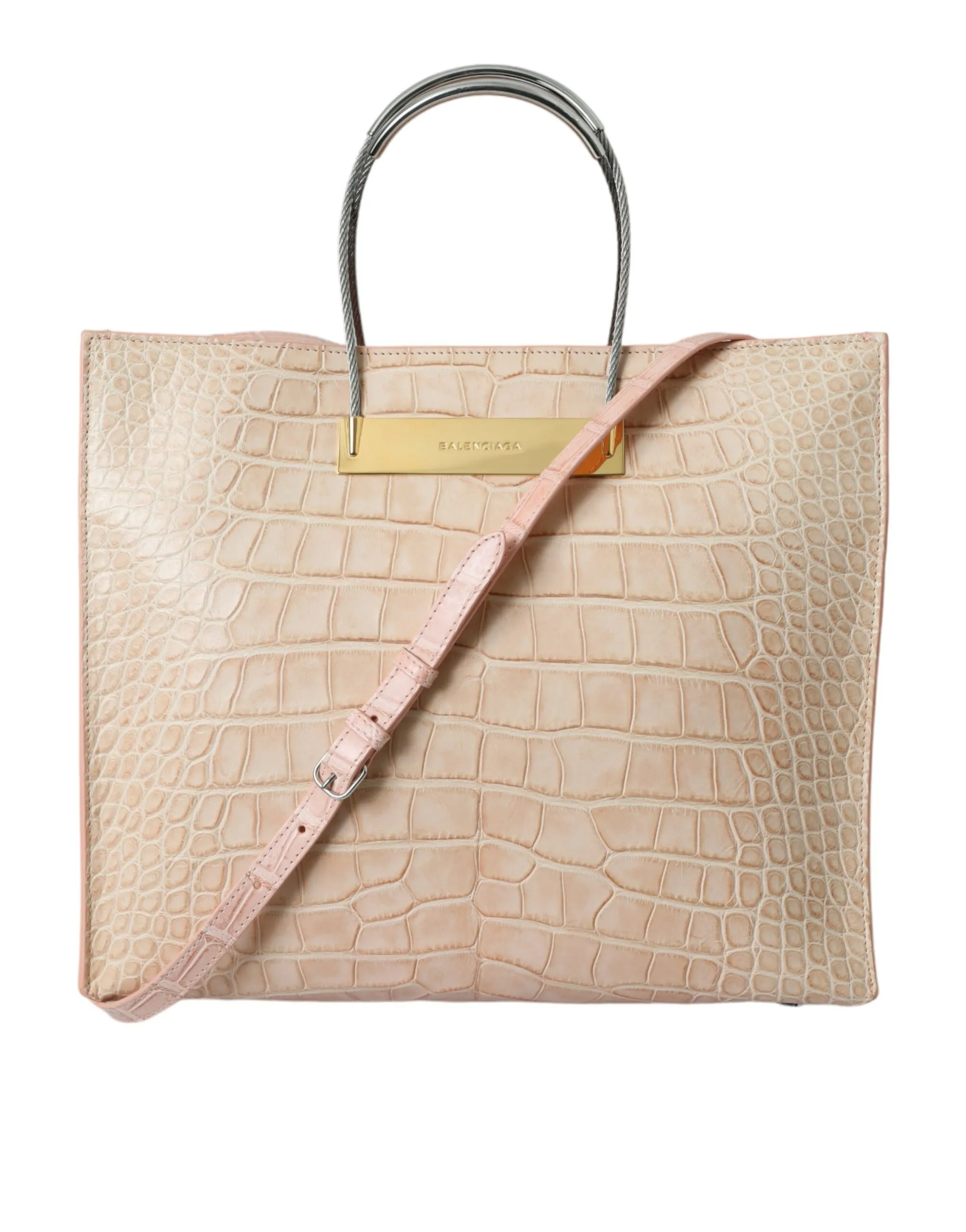 Balenciaga Women's Alligator Leather Chic Pink Tote Bag