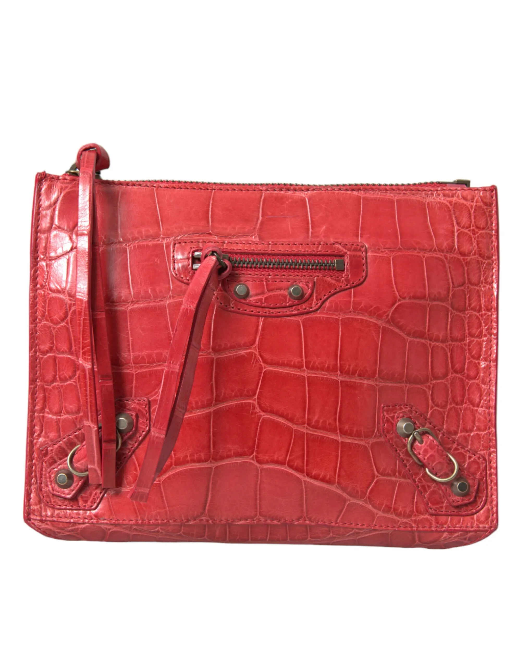 Balenciaga Women's Exotic Red Alligator Leather Clutch