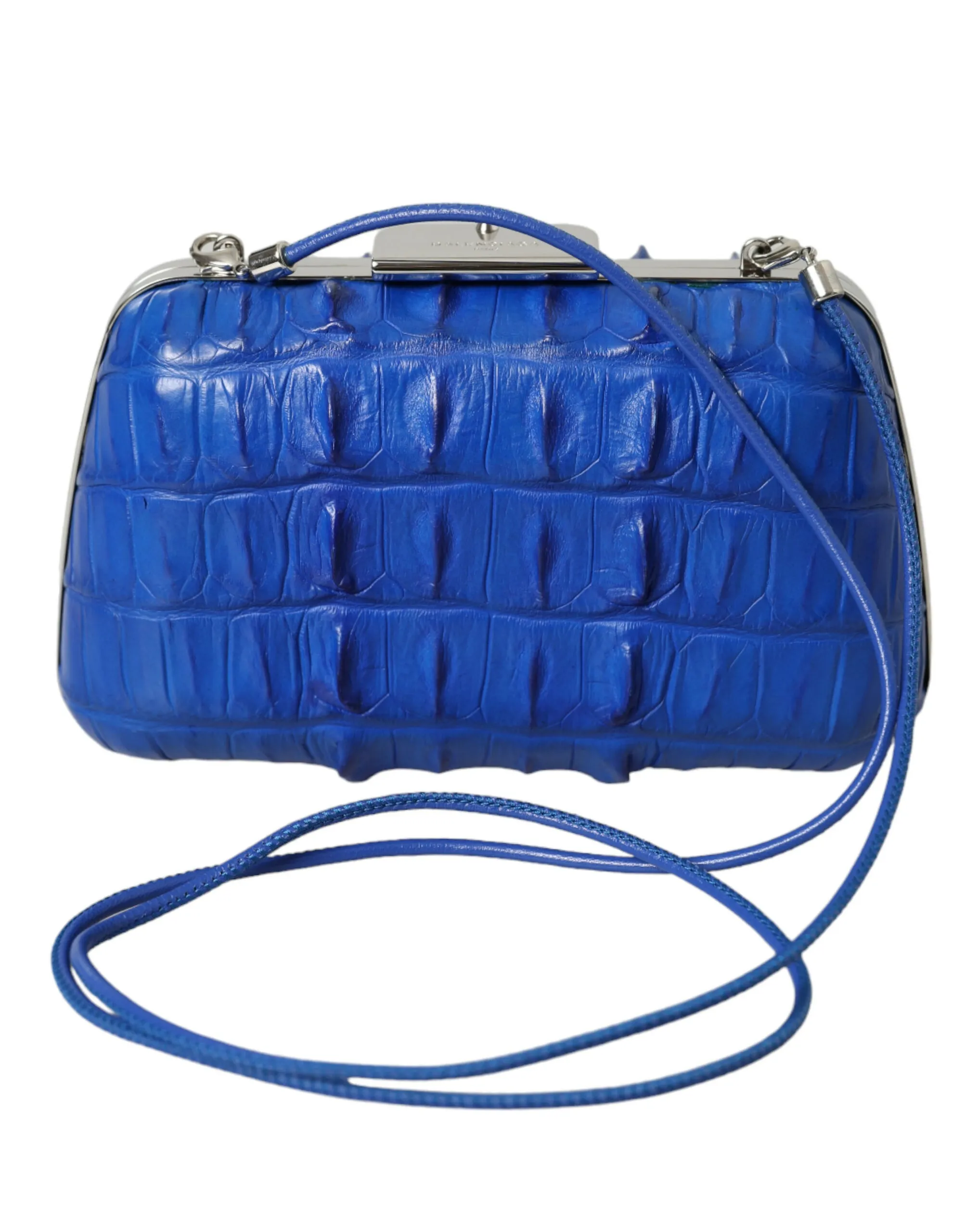 Balenciaga Women's Electric Blue Crocodile Skin Clutch