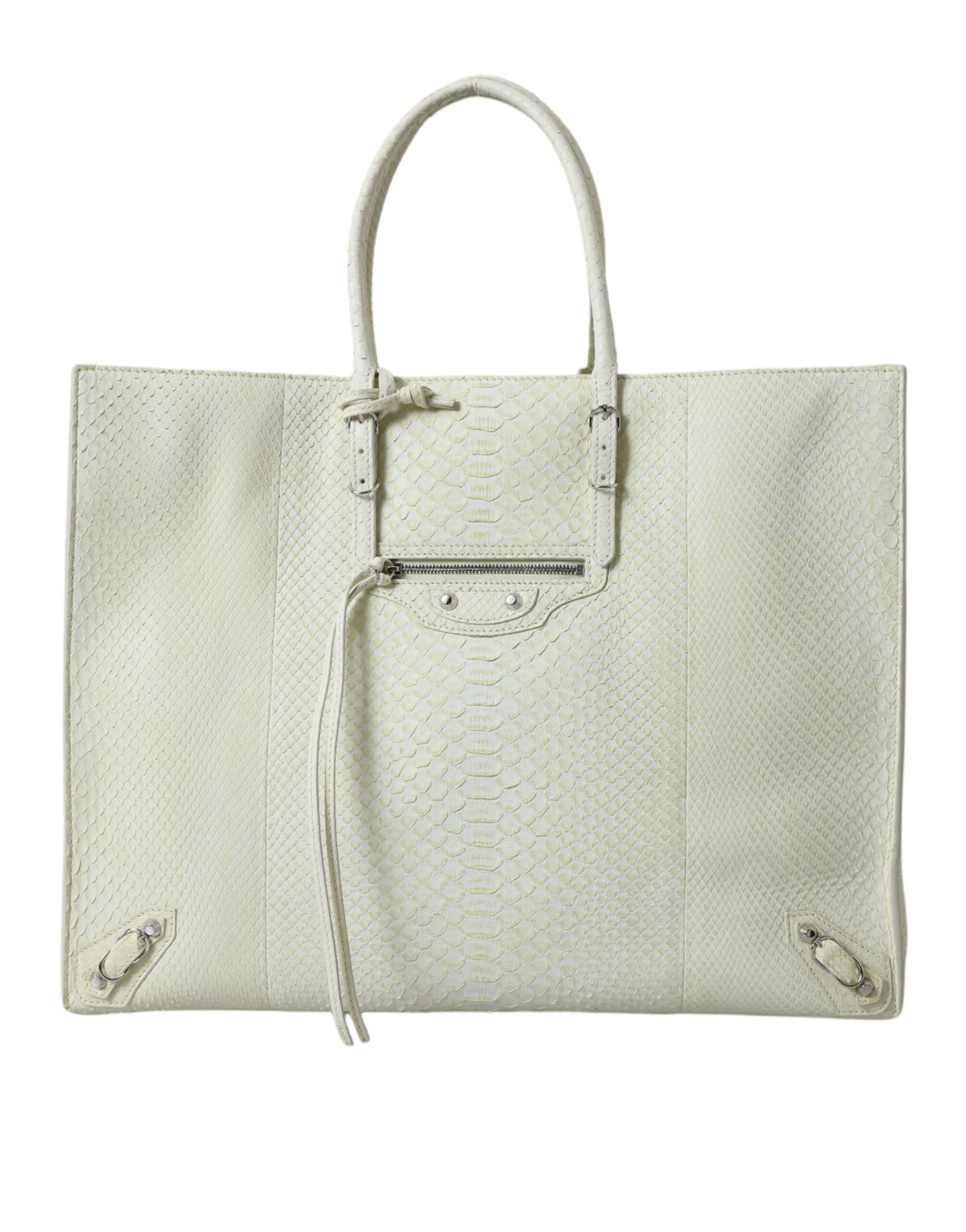 Balenciaga Women's Chic Python Leather Tote in White & Yellow