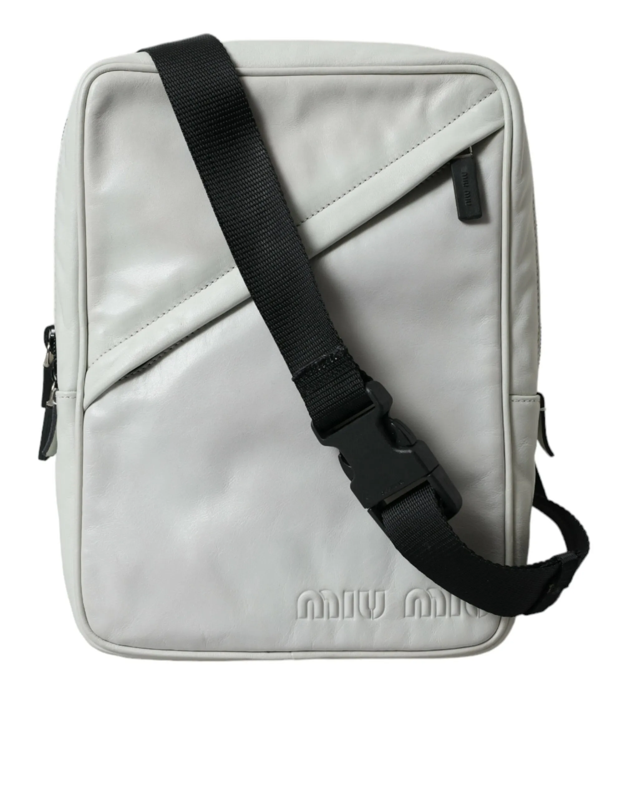 Miu Miu Women's Elegant Black and White Leather Crossbody Bag