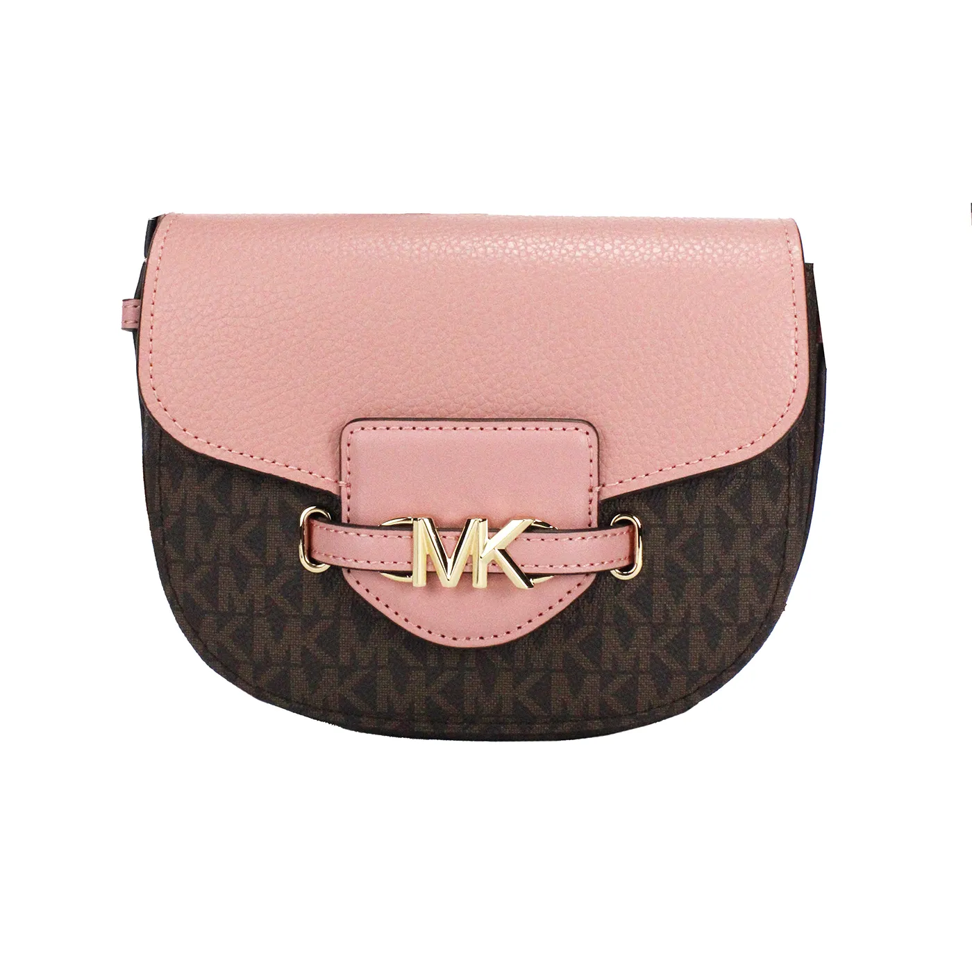 Michael Kors Women's Reed Small Primrose Signature PVC Flap Saddle Crossbody Bag