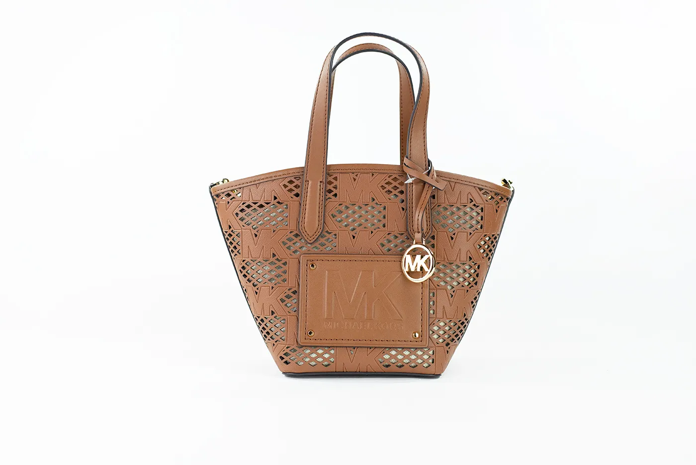 Michael Kors Women's Kimber Small Luggage Leather 2-in-1 Zip Tote Messenger Bag Purse