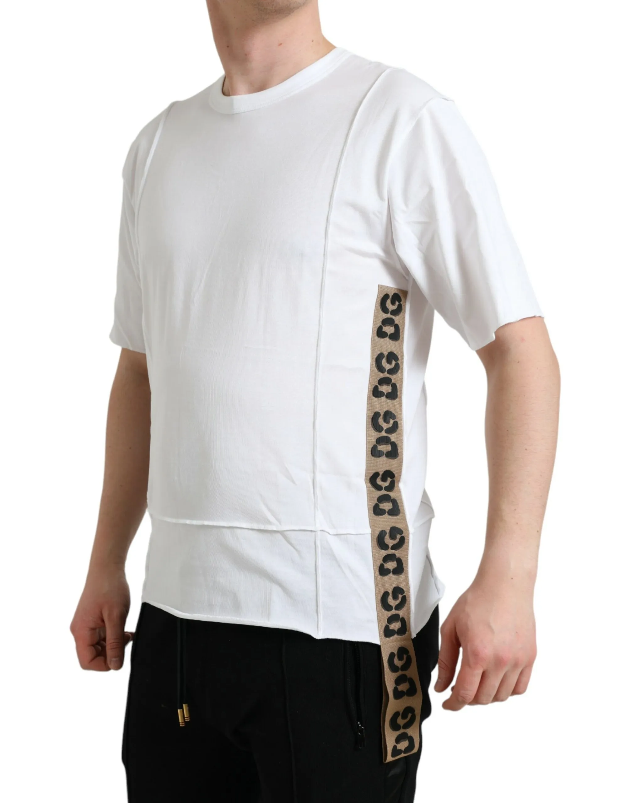 Dolce & Gabbana Men's White Logo Crew Neck Short Sleeves T-shirt