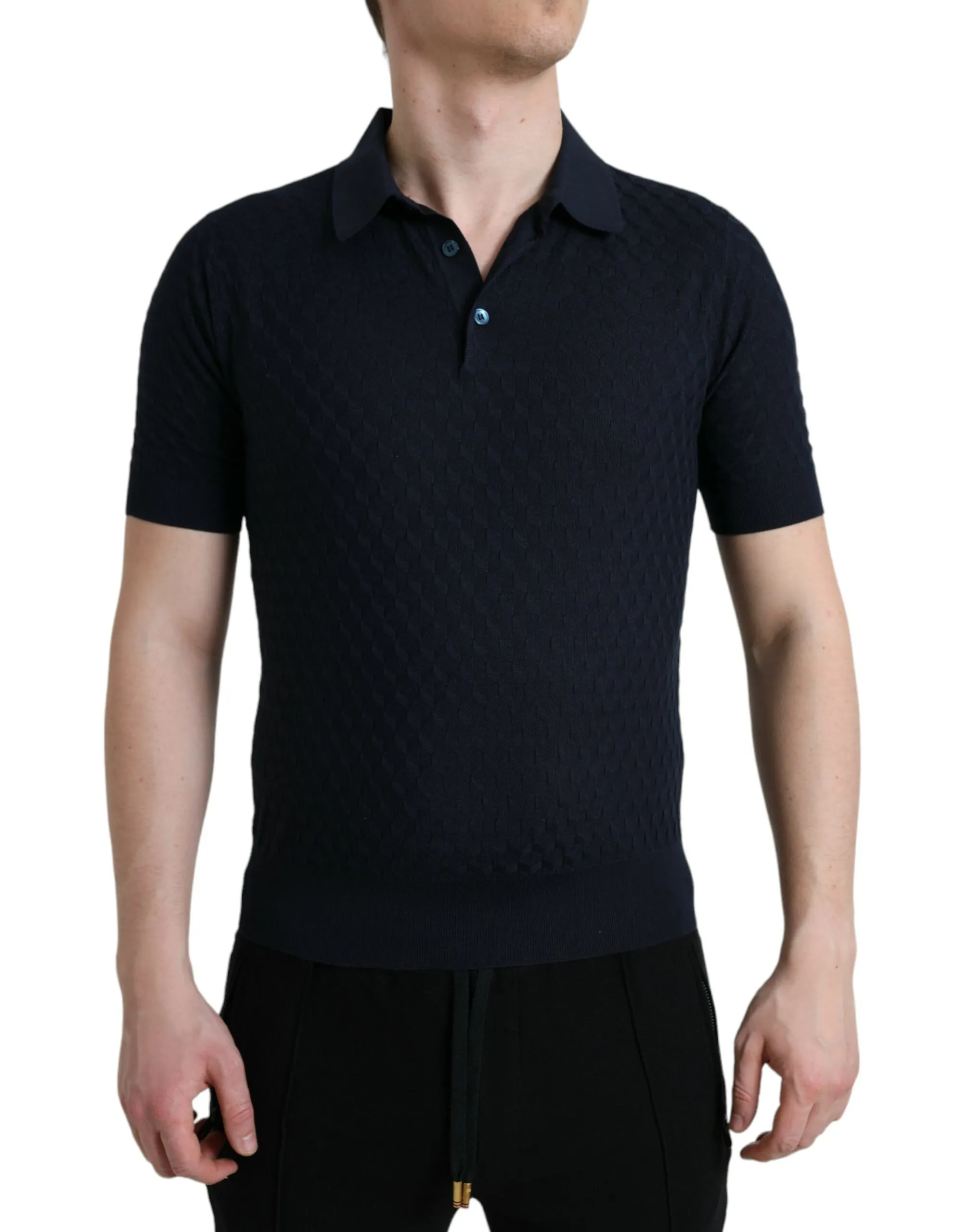 Dolce & Gabbana Men's Dark Blue Collared Short Sleeve Polo T-shirt