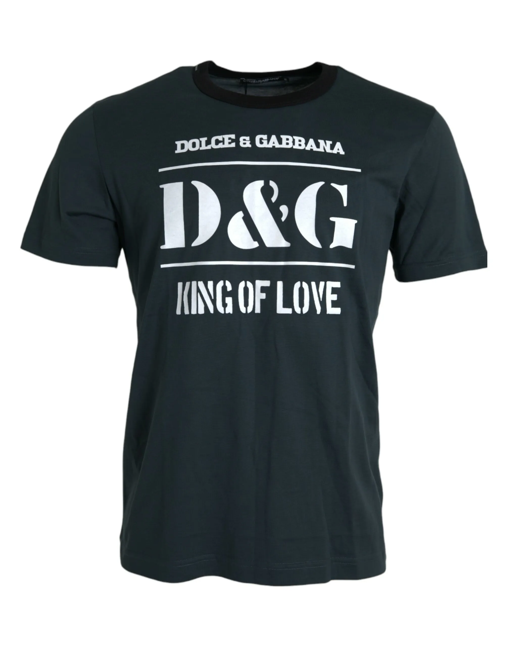 Dolce & Gabbana Men's Blue Logo Print Crewneck Short Sleeve T-shirt