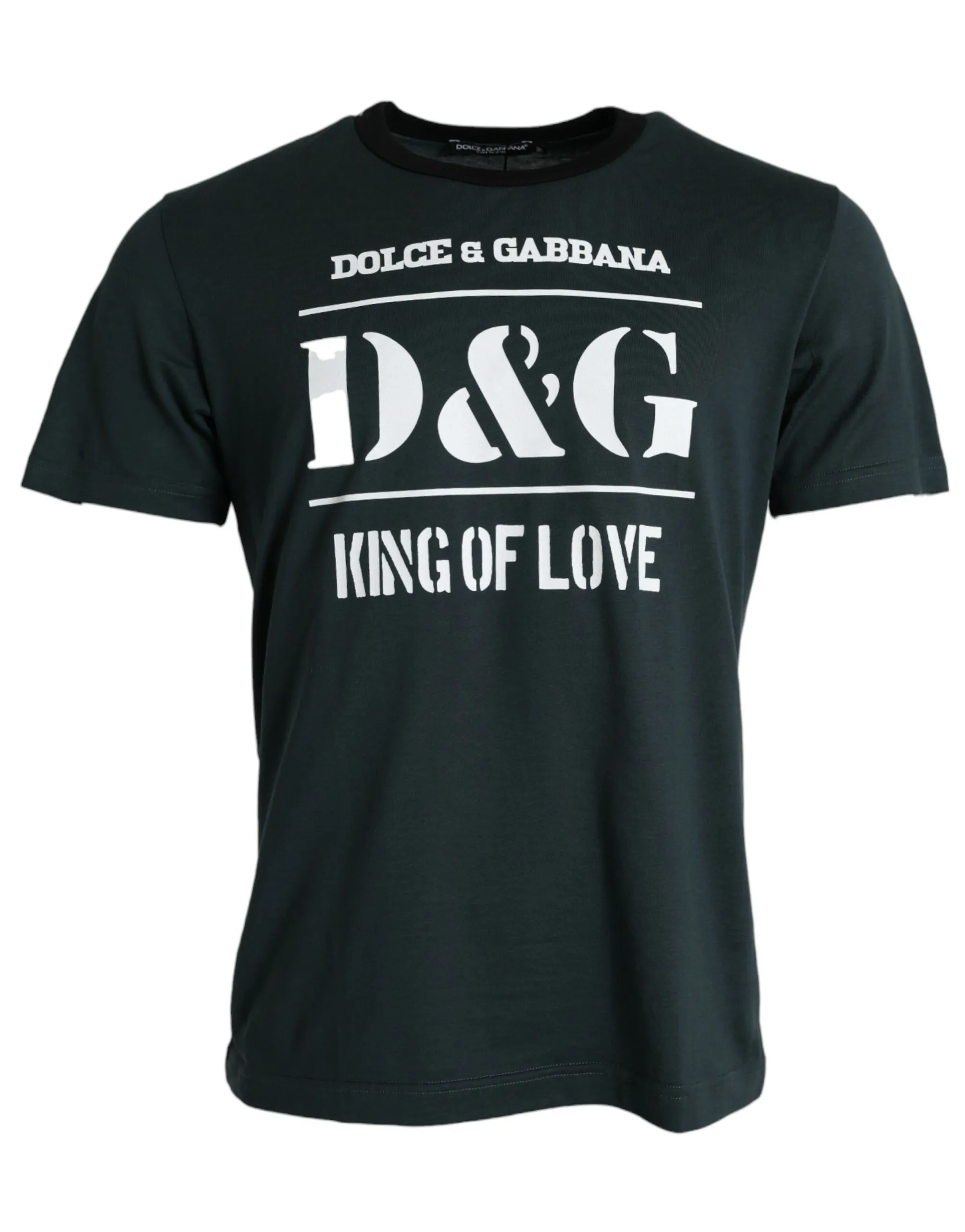 Dolce & Gabbana Men's Blue Graphic Print Cotton Crew Neck T-shirt