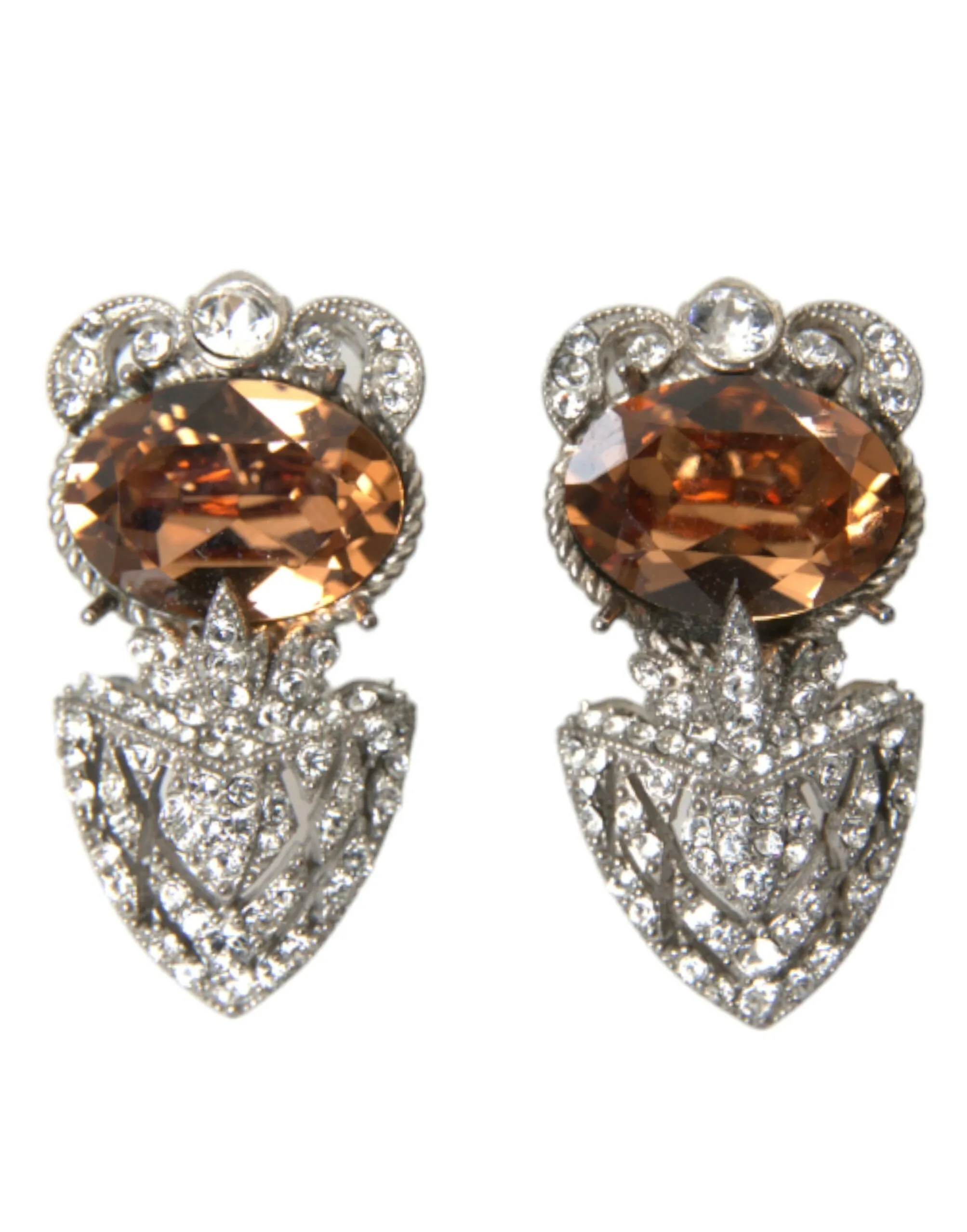 Dolce & Gabbana Women's Orange Crystal Screw Back 925 Sterling Silver Earrings