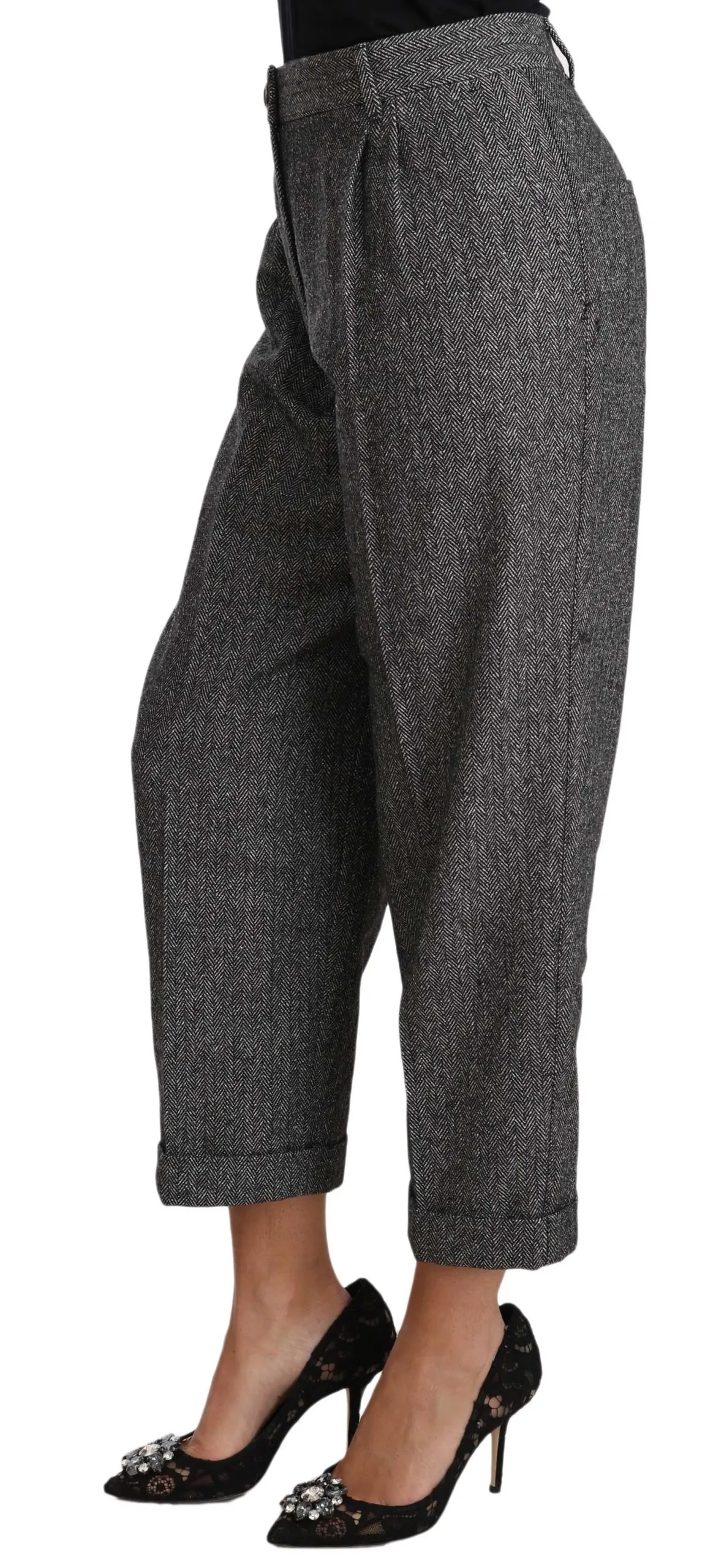Dolce & Gabbana Women's Elegant Gray Wool-Blend Trousers