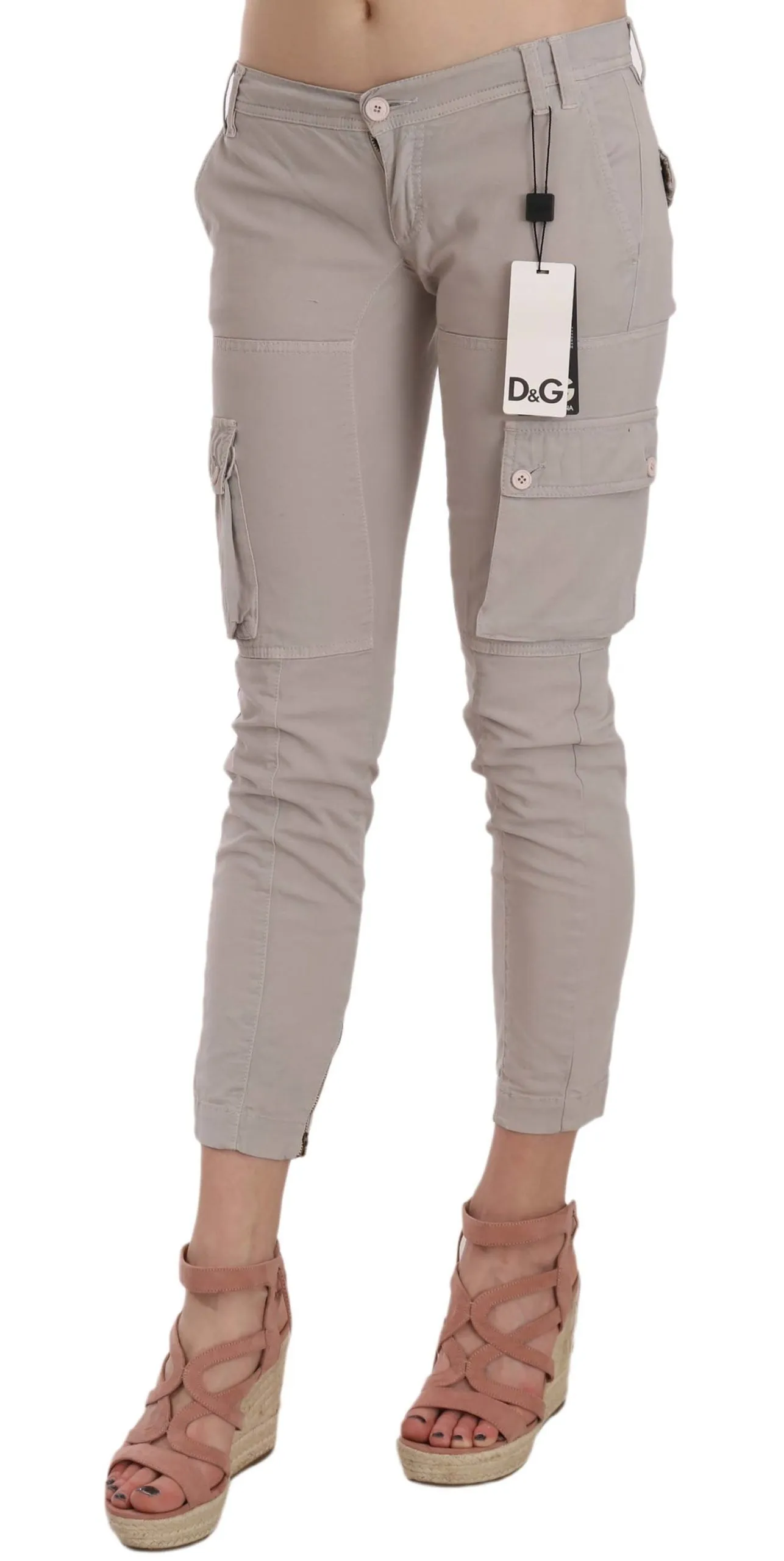 Dolce & Gabbana Women's Chic Khaki Cotton Blend Trousers