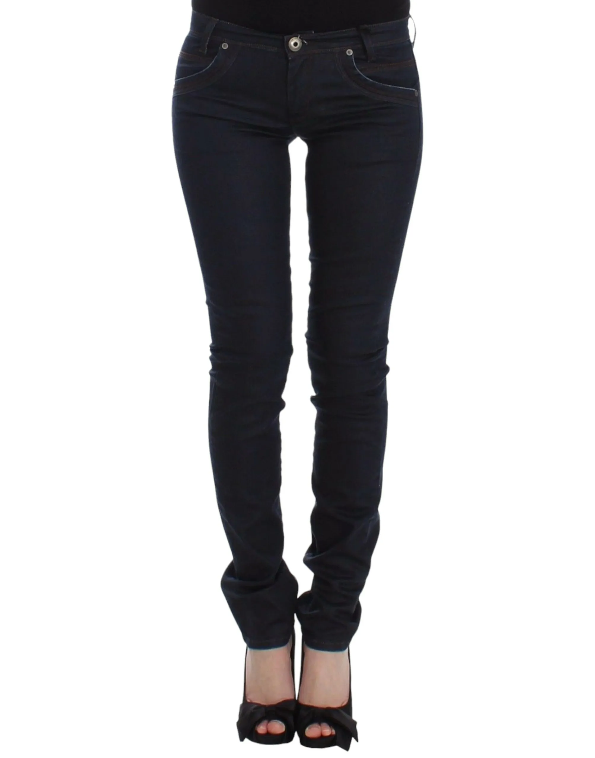 Ermanno Scervino Women's Chic Dark Blue Slim Jeans for Elegant Style