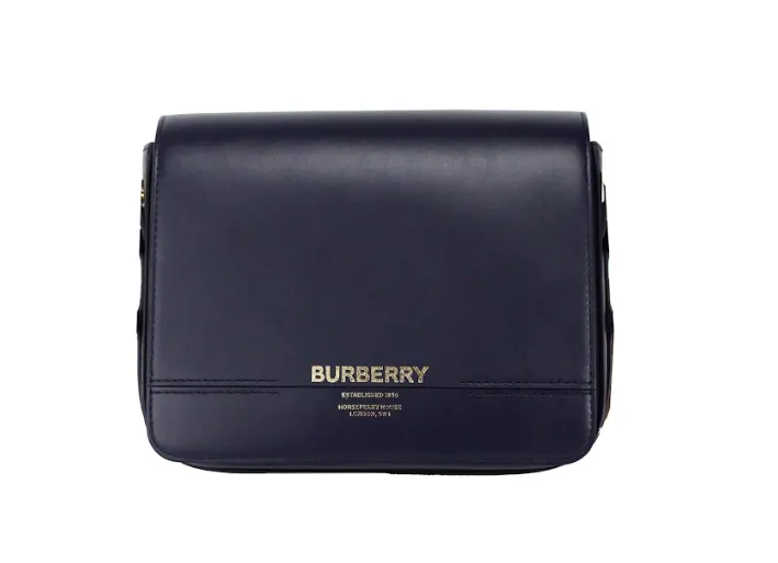 Burberry Women's Grace Small Regency Blue Smooth Leather Flap Crossbody Handbag Purse
