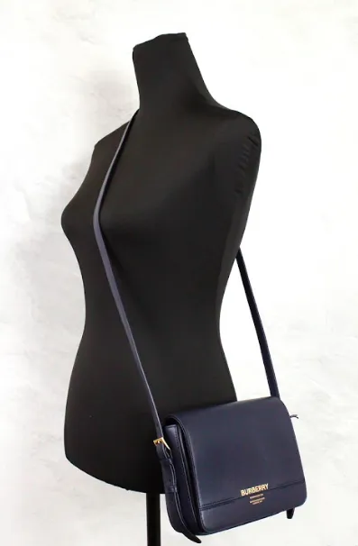 Burberry Women's Grace Small Regency Blue Smooth Leather Flap Crossbody Handbag Purse