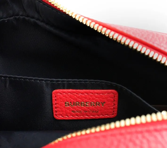 Burberry Women's Small Branded Bright Red Grainy Leather Camera Crossbody Bag