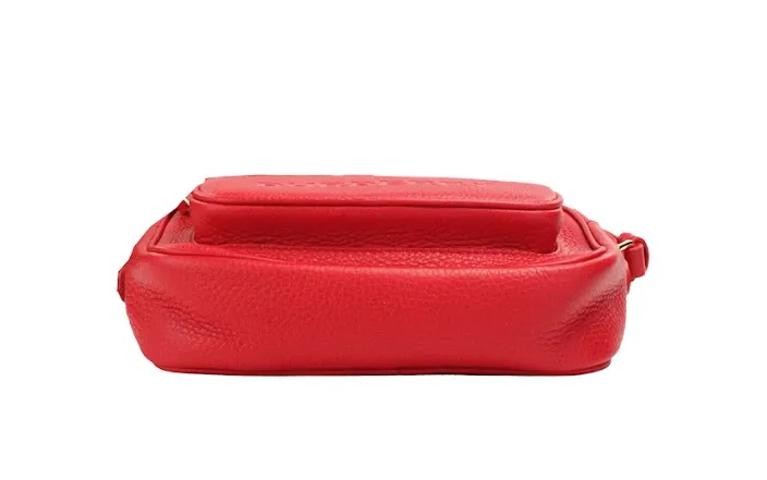 Burberry Women's Small Branded Bright Red Grainy Leather Camera Crossbody Bag