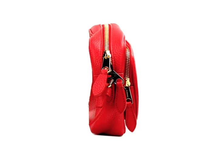 Burberry Women's Small Branded Bright Red Grainy Leather Camera Crossbody Bag
