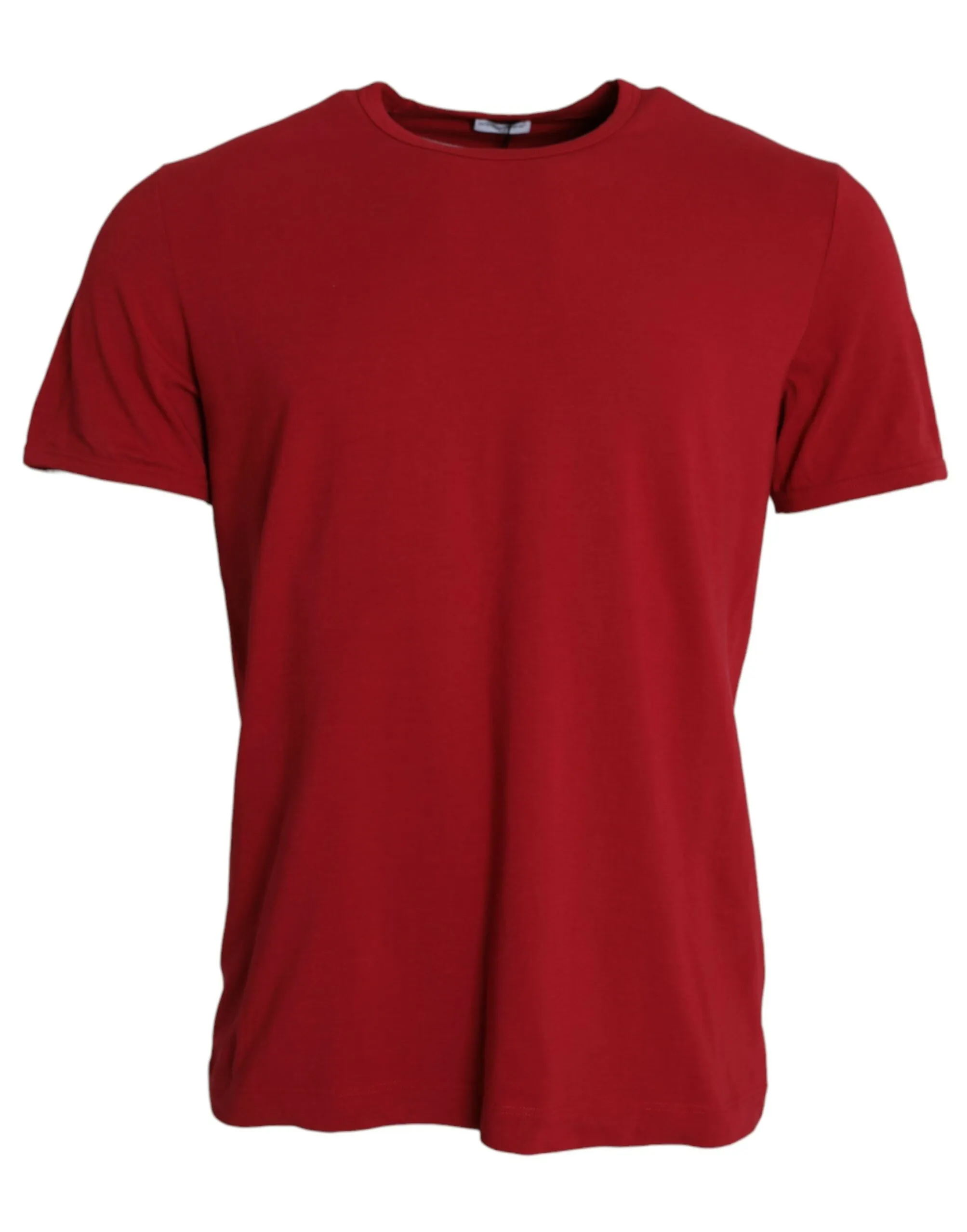 Dolce & Gabbana Men's Red Logo Embroidery Cotton Crew Neck T-shirt