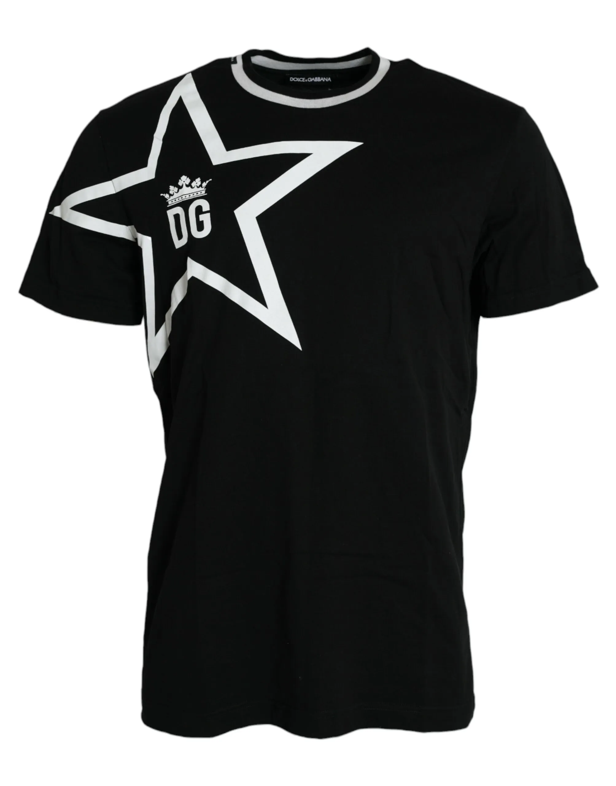 Dolce & Gabbana Men's Black Logo Star Cotton Crew Neck T-shirt
