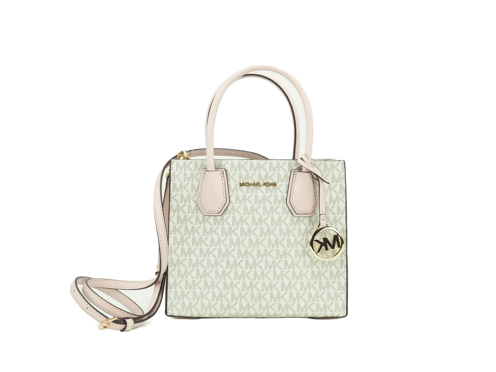 Michael Kors Women's Mercer Medium Powder Blush PVC Messenger Crossbody Handbag Purse