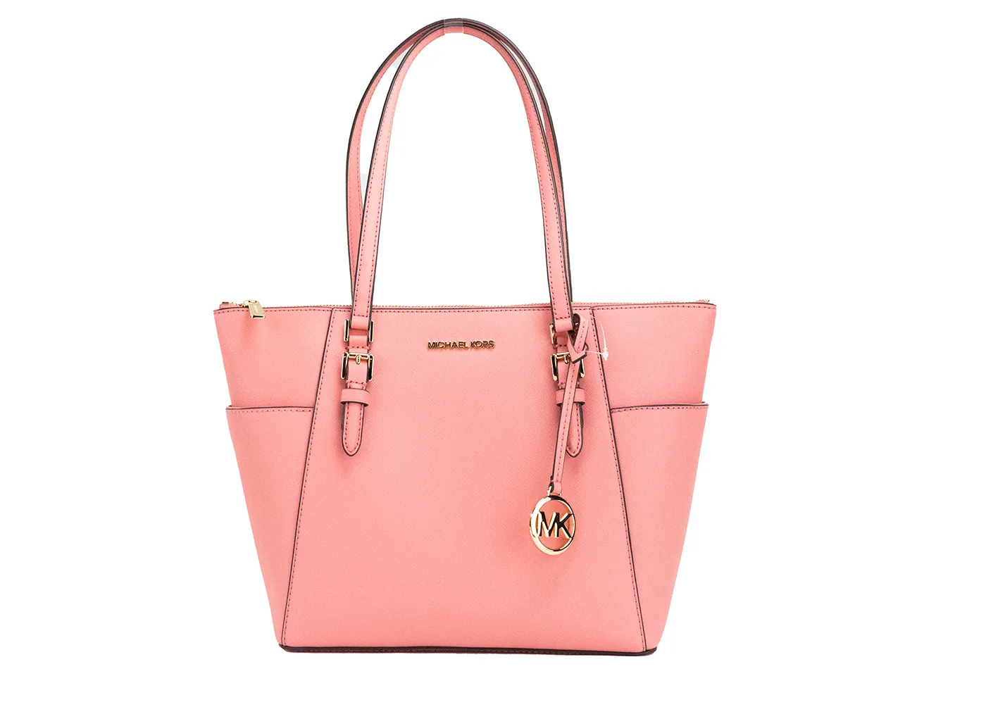 Michael Kors Women's Charlotte Tea Rose Signature PVC TZ Shoulder Tote Handbag Purse