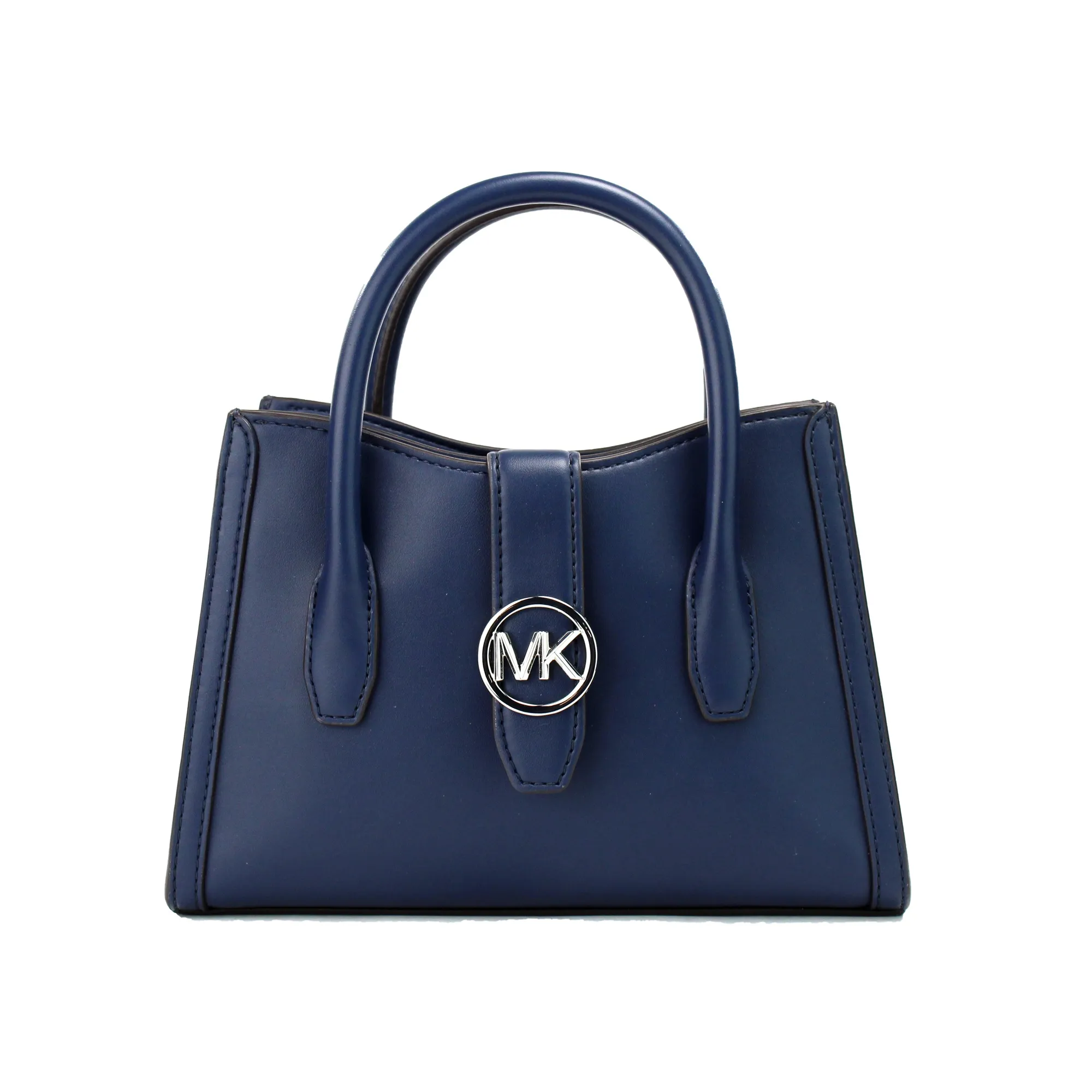 Michael Kors Women's Gabby Small Navy Faux Leather Top Zip Satchel Crossbody Purse