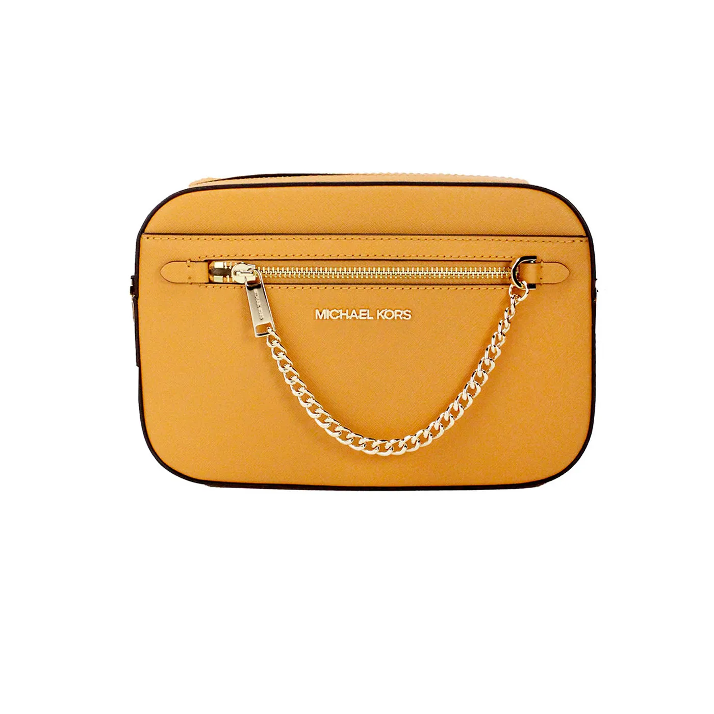 Michael Kors Women's Jet Set East West Large Cider Leather Zip Chain Crossbody Bag